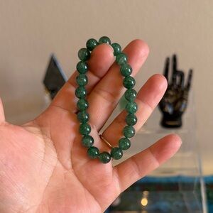 Green Strawberry quartz Beaded Stretch Bracelet - Natural Stone